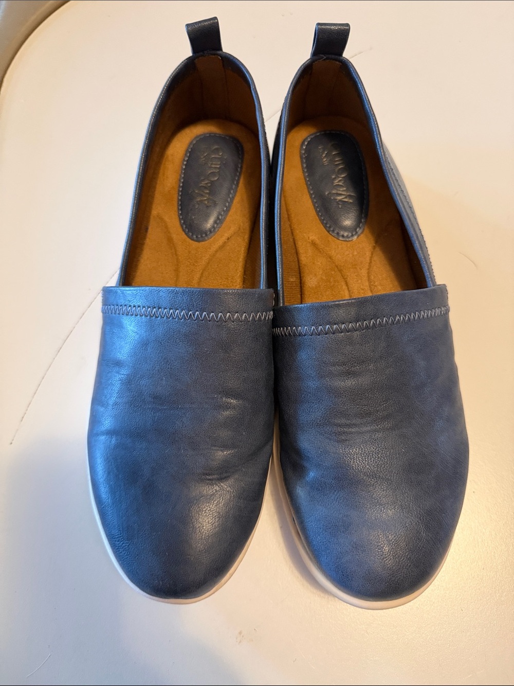 Euro Soft by Sofft navy blue slip on loafers. Cushioned insole. Size 8.5.